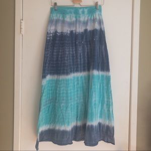 Tryst Tie Dye Navy Turquoise Maxi Skirt size S